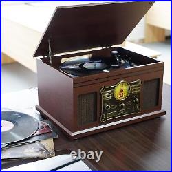 Retro Vintage Record Player10-1 Bluetooth Turntable Vinyl Record Stereo Speaker
