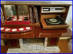 Retro vintage style cabinet with mini bar, radio, 8 track and record player
