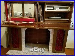 Retro vintage style cabinet with mini bar, radio, 8 track and record player