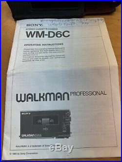 SONY WALKMAN PERSONAL CASSETTE PLAYER / RECORDER WM-D6C +mic+ Power +case