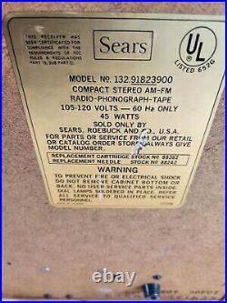 Sears Solid State AM/FM Radio Phonograph Tape Player Model 132.91823900 Works