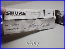 Shure N3D Dynetic Cartridge Stylus for phonograph record player. NOS in Box
