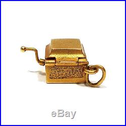 Solid 14k Yellow Gold 3-d Old-style Record Player Charm