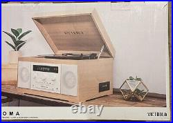 Sonoma record player victrola NIB Bluetooth Creme/Cream Colored Wood Stain