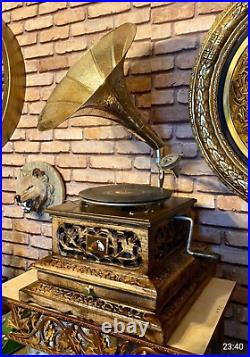 Special Handmade Gramaphone record Player Phonograph Gramophone embroidered