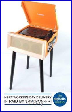 Steepletone Orange SRP1R 16 3 Speed Retro Record Player Turntable AM FM Radio