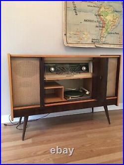 Stunning Deco Danish Modern Loewe Opta Record Player Stereo ConsoleWORKSESTATE