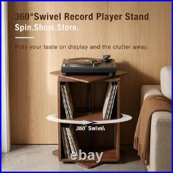 Swivel Record Player Stand with Storage Cabinet & Cover Holder Swivel Record Player Stand with Storage Cabinet & Cover Holder