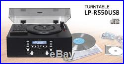 TEAC LP-R550USB CD Burner Cassette AM/FM Radio USB Record Player Black