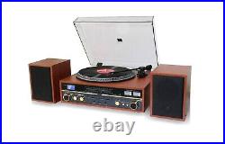 TechPlay Commander Bluetooth Record Player Stereo System Wood Turntable CD/MP3