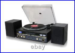 TechPlay Commander Record Player Stereo System Turntable Bluetooth CD/MP3 Black