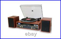 TechPlay Commander Wood Record Player Turntable Stereo System Bluetooth CD/MP3