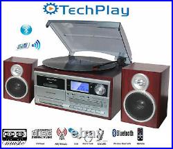 TechPlay ODC128BT Wood Stereo Record Player Turntable Bluetooth CD Cassette