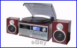 TechPlay ODC128BT Wood Stereo Record Player Turntable Bluetooth CD Cassette NEW