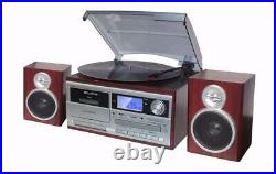 TechPlay ODC128BT Wood Stereo with Record Player Turntable Bluetooth CD Cassette