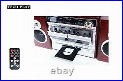 TechPlay ODCK110 Bluetooth Stereo System Karaoke Record Player CD Cassette