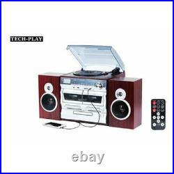 TechPlay ODCK110 Bluetooth Stereo System Karaoke Record Player CD Cassette NEW