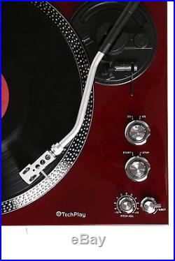 TechPlay TCP4530 Analog Record Player Turntable Preamp RCA Out 33 45 RPM Cherry