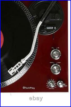 TechPlay TCP4530 Cherry Wood Record Player Turntable Preamp RCA 33 45 RPM NEW