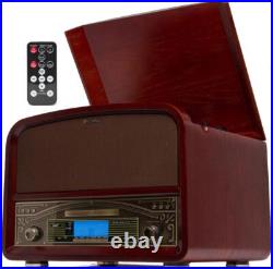 Techplay Tcp9560 Retro Shelf Stereo Record Player Bluetooth CD Radio Cherrywood