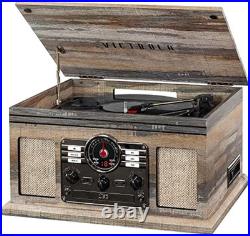 The Quincy 6-In-1 Bluetooth Record Player & Multimedia Center with Built-In Spea