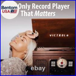 The Quincy 6-In-1 Bluetooth Record Player & Multimedia Center with Built-In Spea