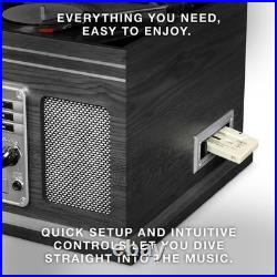 The Quincy 6-In-1 Bluetooth Record Player & Multimedia Center with Built-In Spea The Quincy 6-In-1 Bluetooth Record Player & Multimedia Center with Built-In Spea