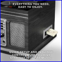 The Quincy 6-In-1 Bluetooth Record Player & Multimedia Center with Built-In Spea