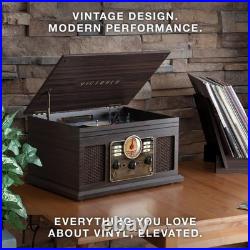 The Quincy 6-in-1 Bluetooth Record Player & Multimedia Center with Built-in S