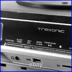 Trexonic 11BS 3-Speed Turntable CD Player Dual Cassette w Bluetooth FM/USB/AUX
