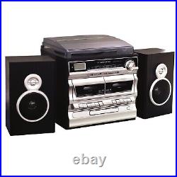 Trexonic 11BS 3-Speed Turntable CD Player Dual Cassette w Bluetooth FM/USB/AUX
