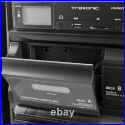 Trexonic 811BS 3-Speed Turntable Dual Cassette CD Record Player with USB AUX SD Trexonic 811BS 3-Speed Turntable Dual Cassette CD Record Player with USB AUX SD