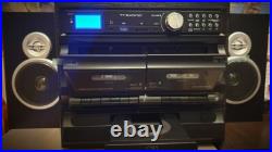 Trexonic 811BS 3-Speed Turntable Dual Cassette CD Record Player with USB AUX SD