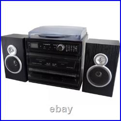Trexonic 811BS 3-Speed Turntable Dual Cassette CD Record Player with USB AUX SD