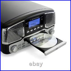 Trexonic Black Bluetooth 3-spd Retro Record Player Turntable FM Stereo CD