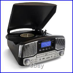 Trexonic TRX-16BLK Retro Wireless Bluetooth Record & CD Player Black