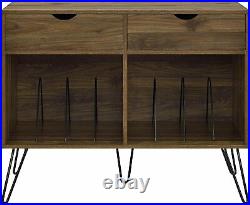 Turntable Record Player Stand Album Metal Dividers Retro Drawers Cabinet Storage