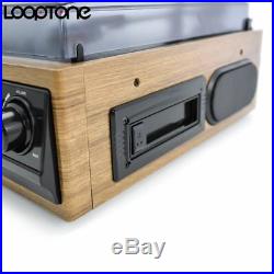 Turntable Vinyl Record Player Built-in Speakers With AM/FM Radio Cassette