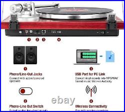 Turntable with Bluetooth Connectivity, USB Digital Output Stereo Record Player