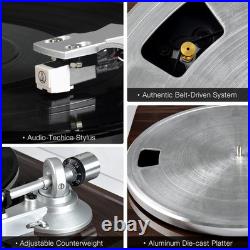 Turntables Belt-Drive Record Player with Wireless Output Bark Brown