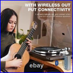 Turntables Belt-Drive Record Player with Wireless Output Bark Brown