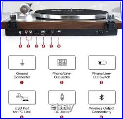 Turntables Belt-Drive Record Player with Wireless Output Bark Brown