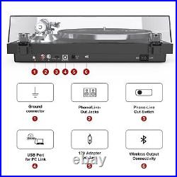 Turntables Belt-Drive Record Player with Wireless Output Connectivity, Vinyl Turntables Belt-Drive Record Player with Wireless Output Connectivity, Vinyl
