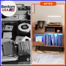 Upgraded Large Record Player Stand, Turntable Stand Shelf with with Power Outlet