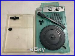 Used! Columbia GP-3B Clear Blue Portable Record Player Battery Drive AC100V