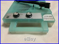 Used! Columbia GP-3B Clear Blue Portable Record Player Battery Drive AC100V