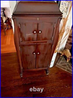 VICTOR VICTROLA VV-XI PHONOGRAPH Record Player ANTIQUE 1910s w Cabinet & Records