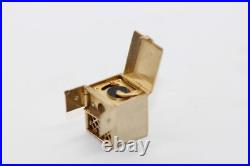 VINTAGE 14K GOLD 3D MOVEABLE RECORD PLAYER PHONOGRAPH CHARM ENAMEL music