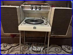 VINTAGE GENERAL ELECTRIC STEREOPHONIC TRIMLINE300 RECORD PLAYER WithCART WORKS