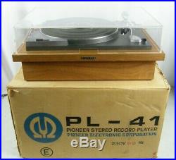 VINTAGE PIONEER PL-41 TURNTABLE RECORD PLAYER with ORIGINAL BOX + EXTRA CARTRIDGE